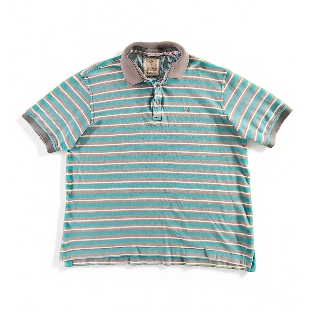 Preppy Minimalist Fat Face Striped Polo Shirt XL 100% Cotton Golf Workwear Top